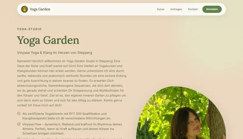 Startseite von yogaklanggarden.de